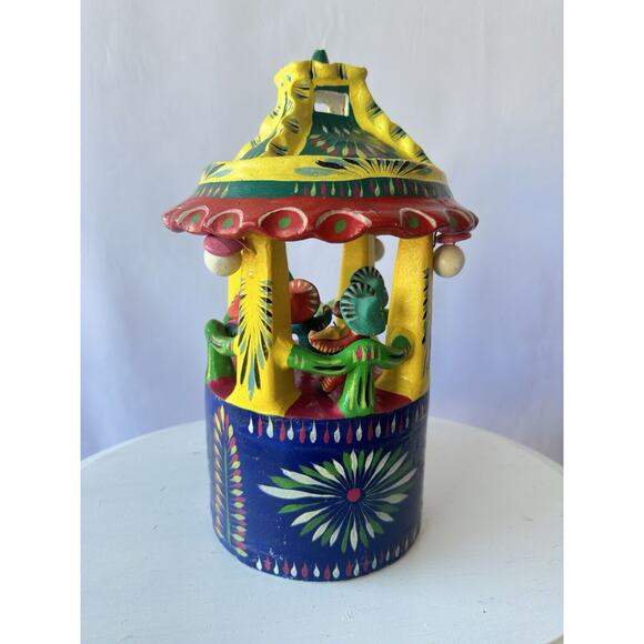 Gerardo Ortega Signed Carousel Vintage Mexican Folk Art Pottery - Picture 5 of 16